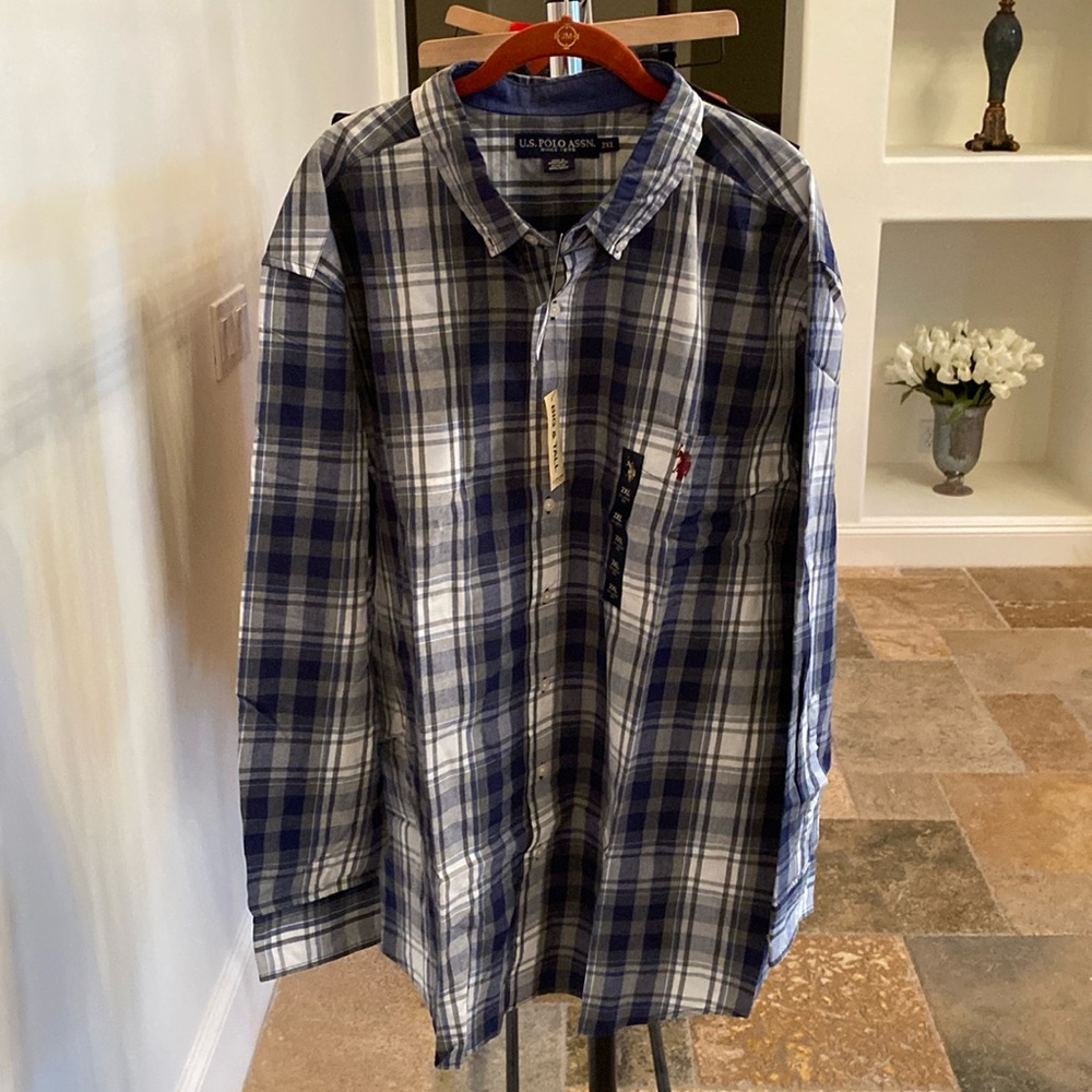 US POLO ASSN. button down shirt - blue and white color - size 2XL.